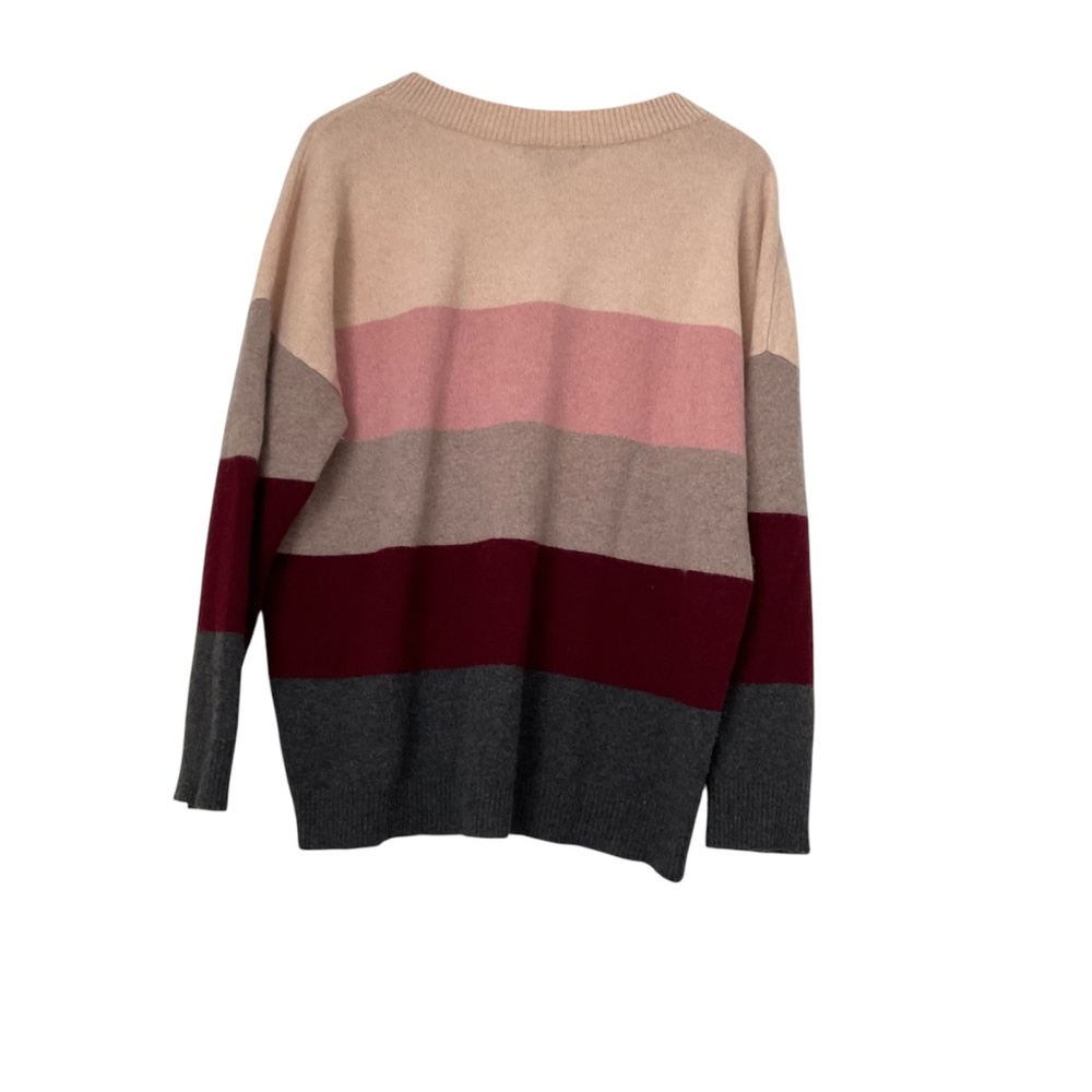 Charter Club Luxury 100% Cashmere V-Neck Sweater XL Colorblock Striped Classic - Picture 2 of 10